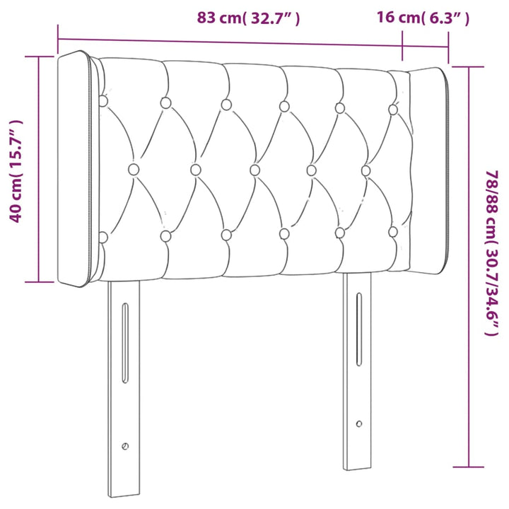sengegavl med kanter 83x16x78/128 cm stof gråbrun