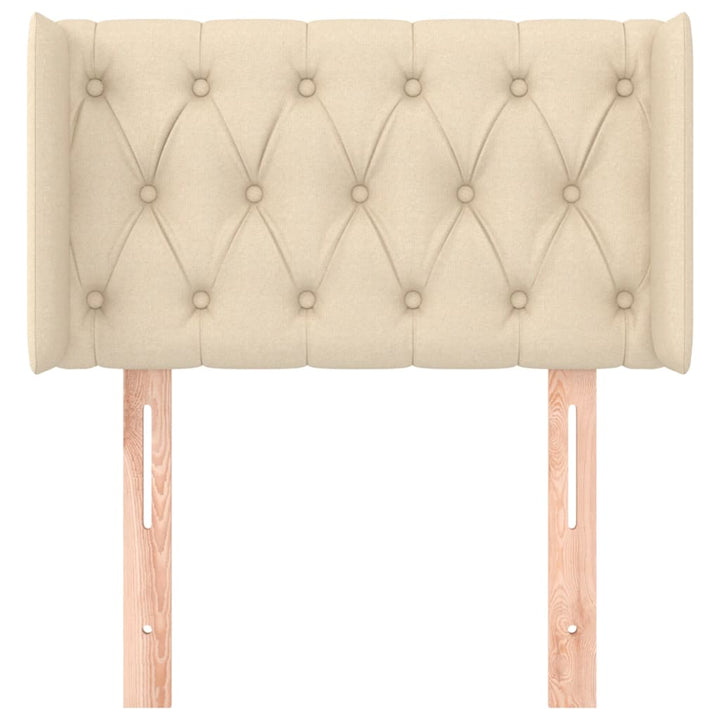 sengegavl med kanter 83x16x78/128 cm stof cremefarvet