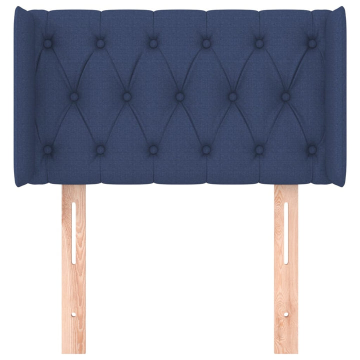 sengegavl med kanter 83x16x78/128 cm stof blå