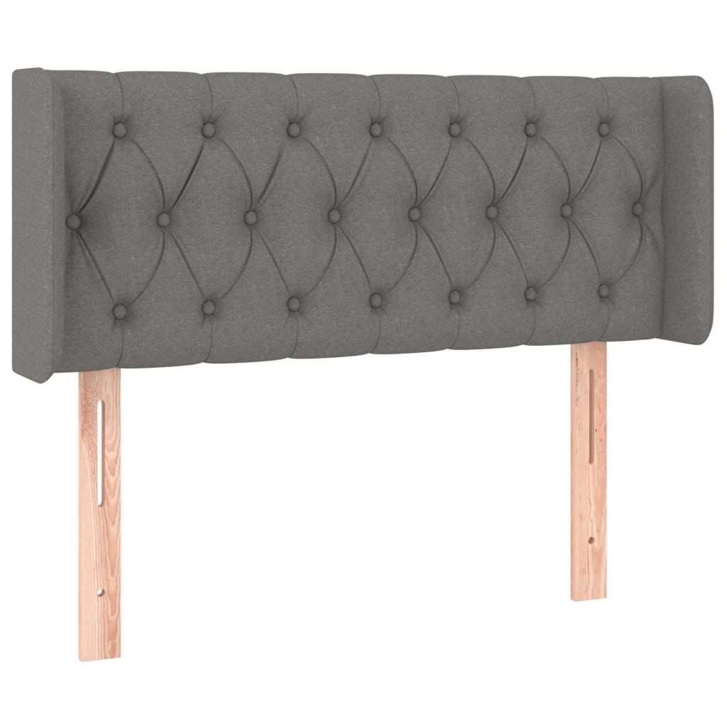 sengegavl med kanter 93x16x78/88 cm stof mørkegrå