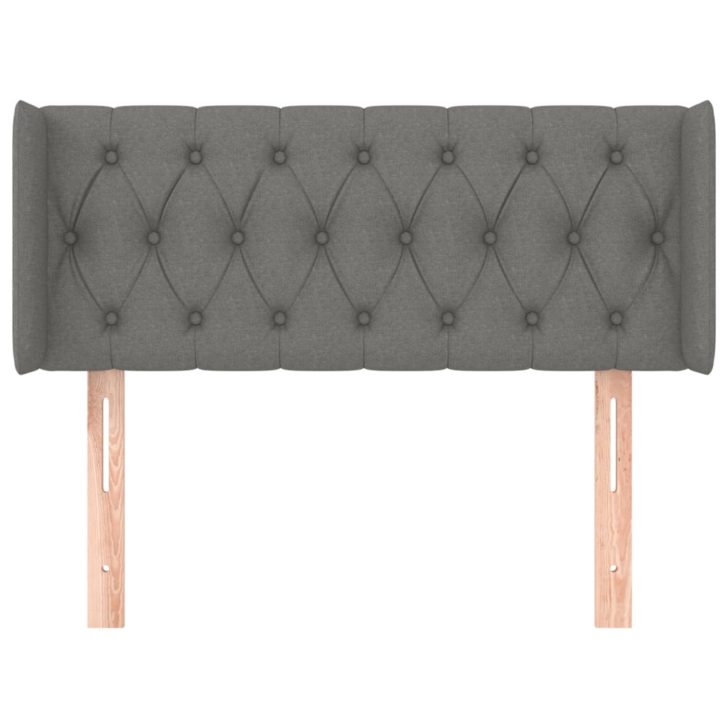 sengegavl med kanter 93x16x78/88 cm stof mørkegrå