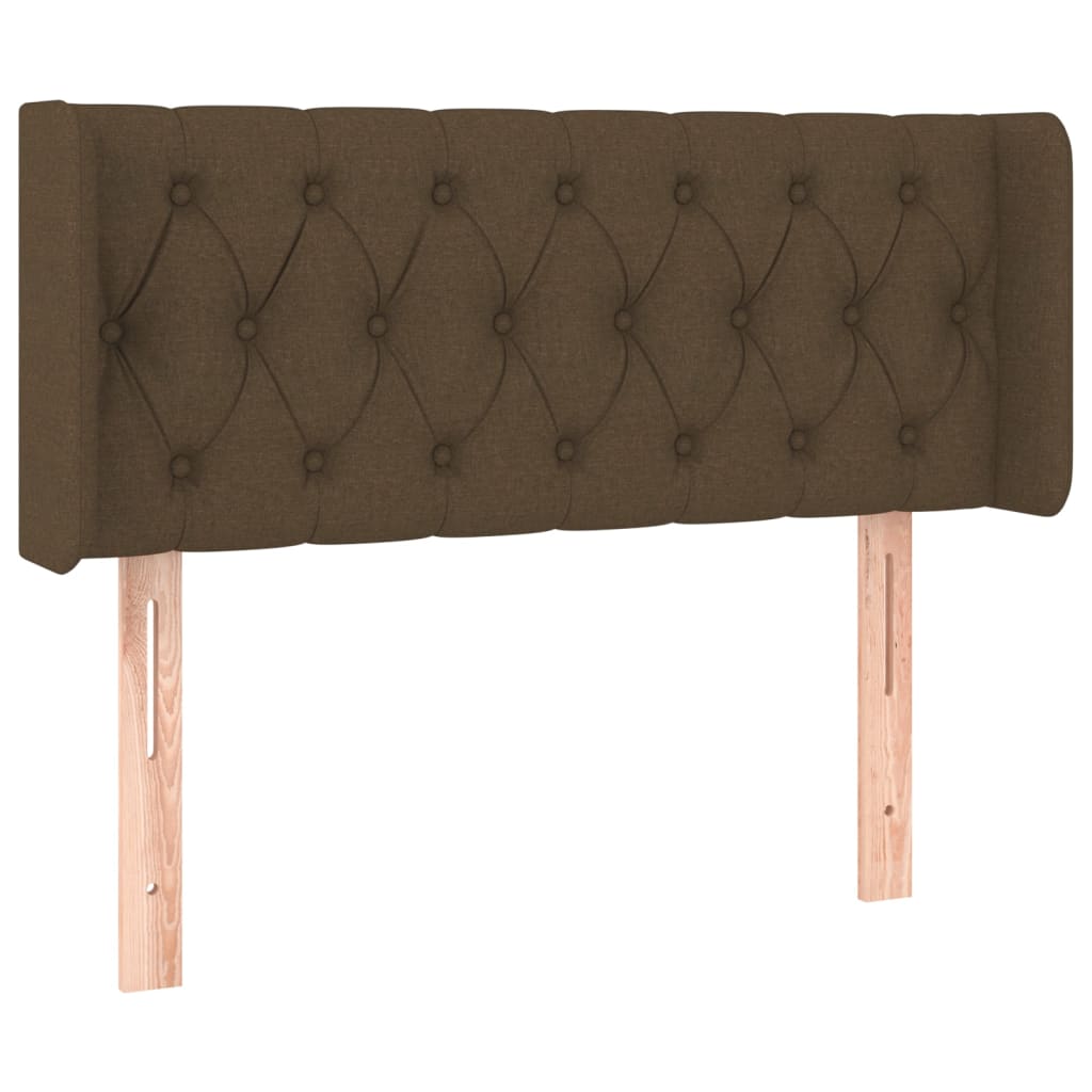 sengegavl med kanter 103x16x78/88 cm stof mørkebrun