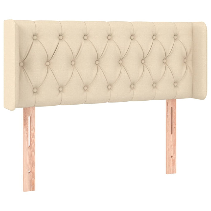 sengegavl med kanter 103x16x78/88 cm stof cremefarvet
