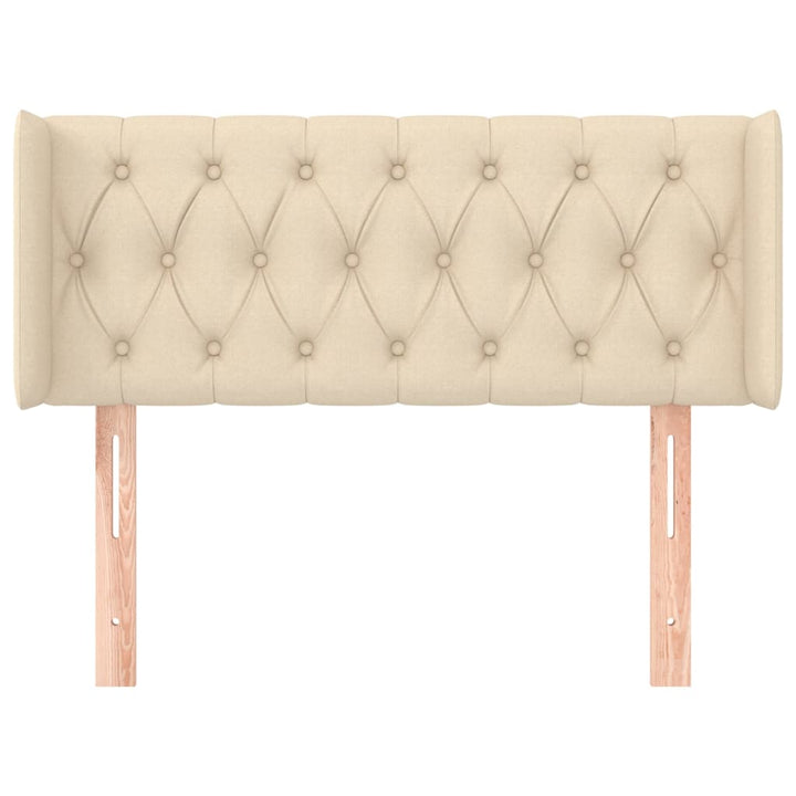 sengegavl med kanter 103x16x78/88 cm stof cremefarvet