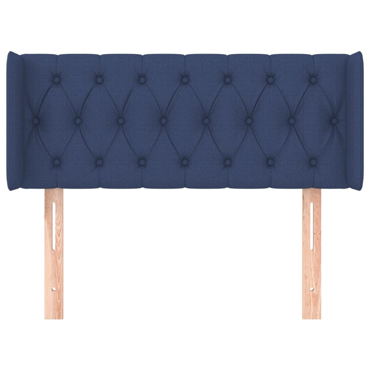 sengegavl med kanter 103x16x78/88 cm stof blå