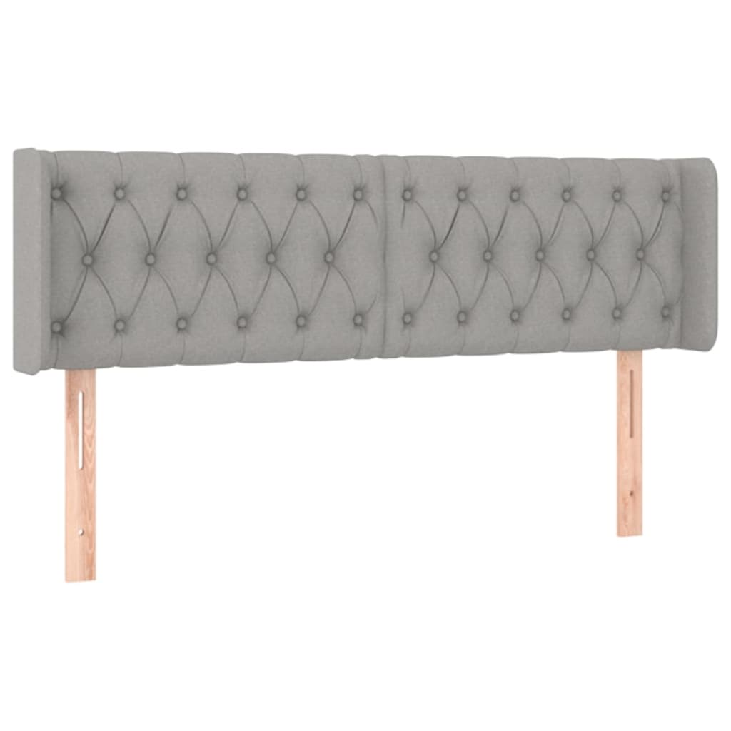 sengegavl med kanter 147x16x78/88 cm stof lysegrå