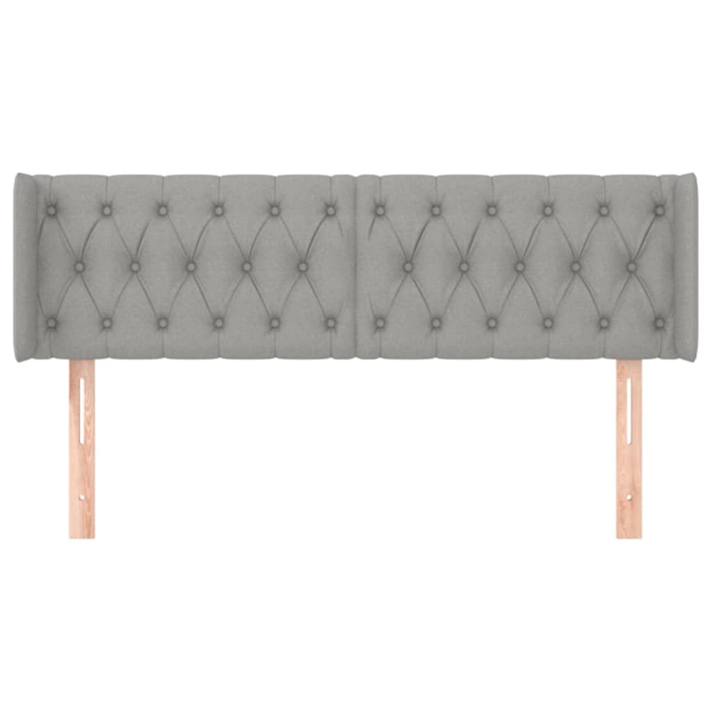 sengegavl med kanter 147x16x78/88 cm stof lysegrå