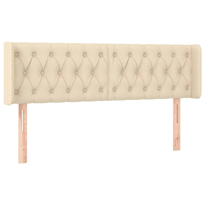 sengegavl med kanter 147x16x78/88 cm stof cremefarvet