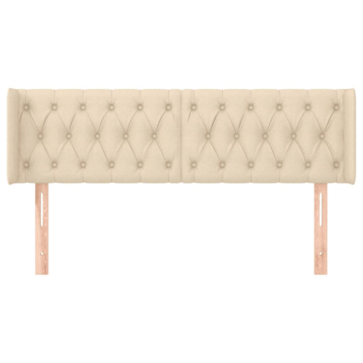 sengegavl med kanter 147x16x78/88 cm stof cremefarvet