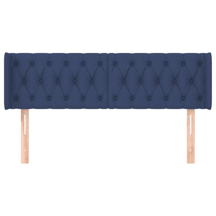 sengegavl med kanter 147x16x78/88 cm stof blå