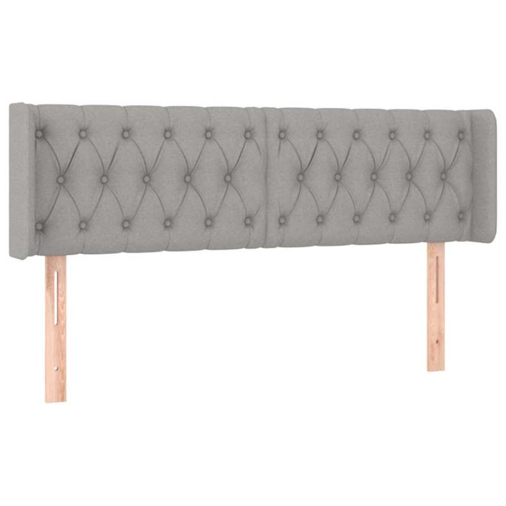 sengegavl med kanter 163x16x78/88 cm stof lysegrå