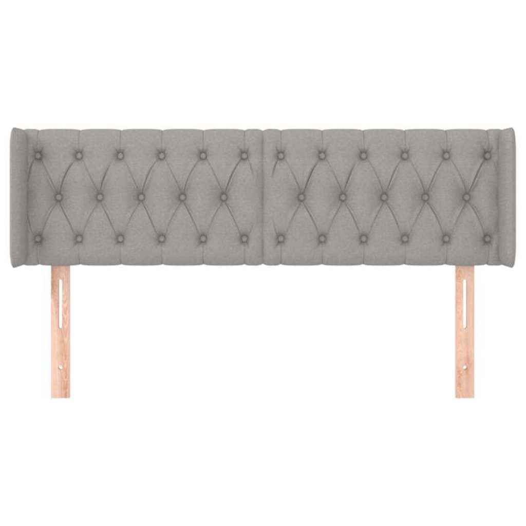 sengegavl med kanter 163x16x78/88 cm stof lysegrå