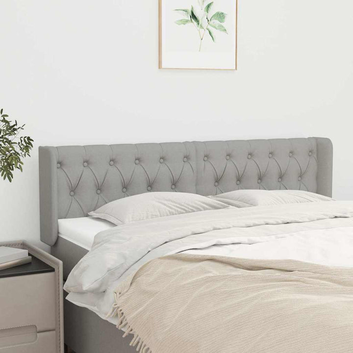 sengegavl med kanter 163x16x78/88 cm stof lysegrå