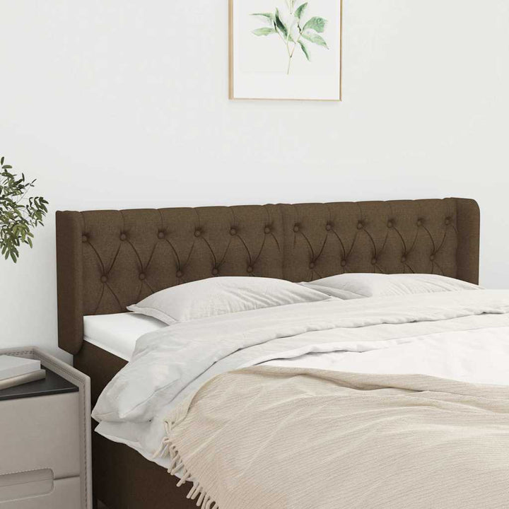 sengegavl med kanter 163x16x78/88 cm stof mørkebrun