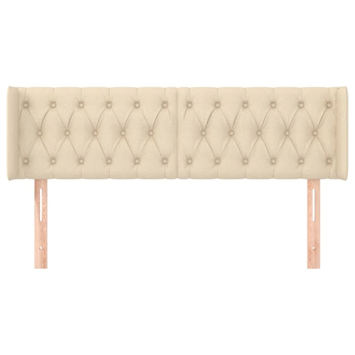 sengegavl med kanter 163x16x78/88 cm stof cremefarvet