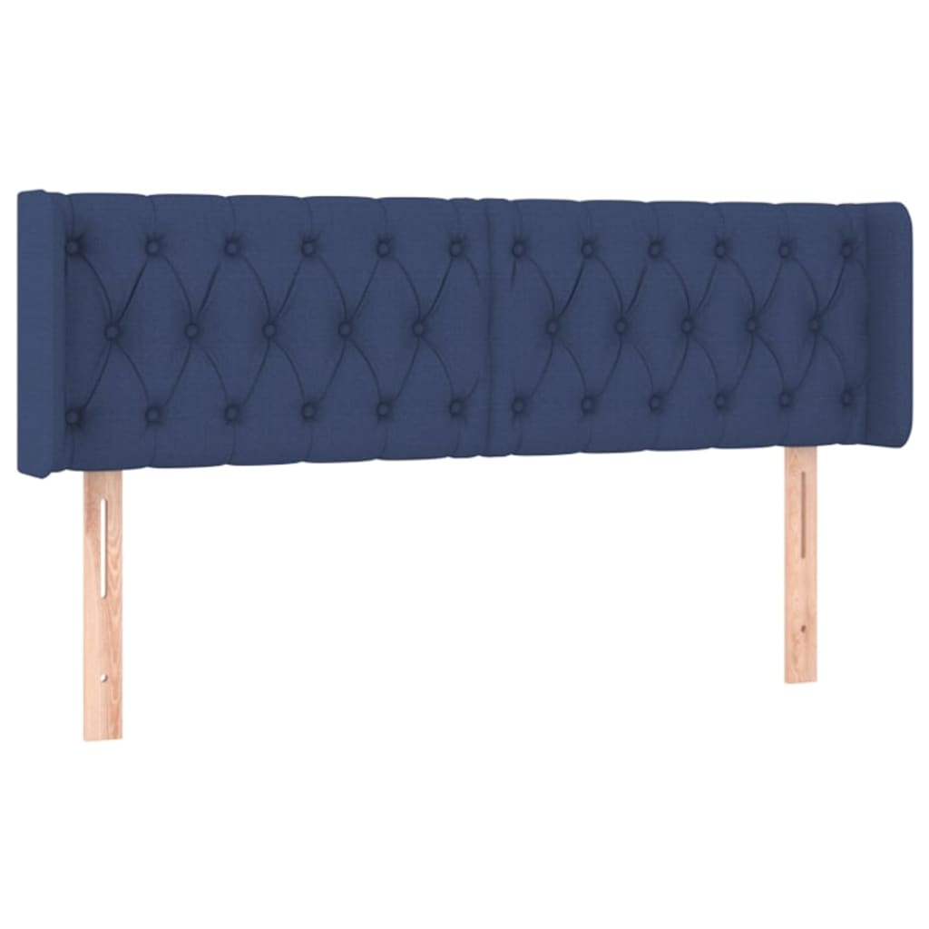 sengegavl med kanter 163x16x78/88 cm stof blå