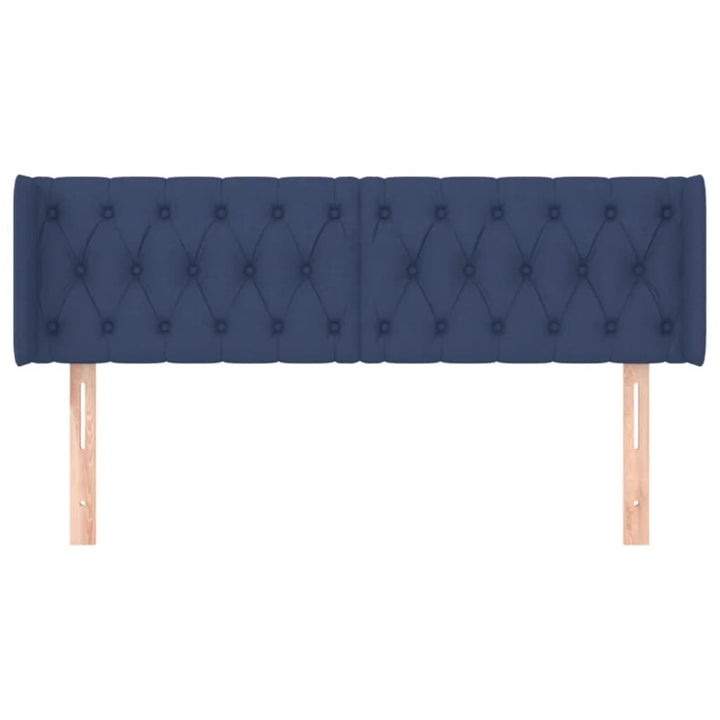 sengegavl med kanter 163x16x78/88 cm stof blå