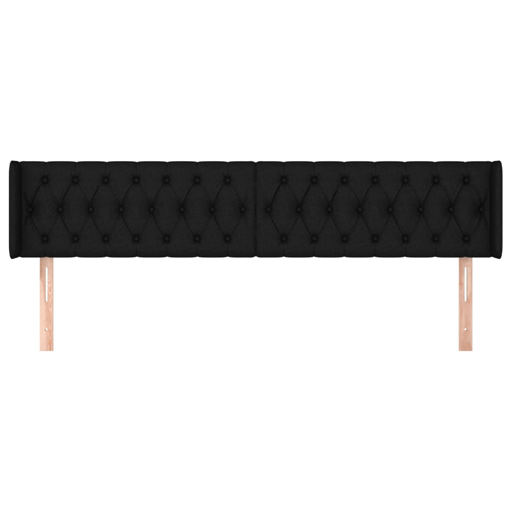 sengegavl med kanter 183x16x78/88 cm stof sort