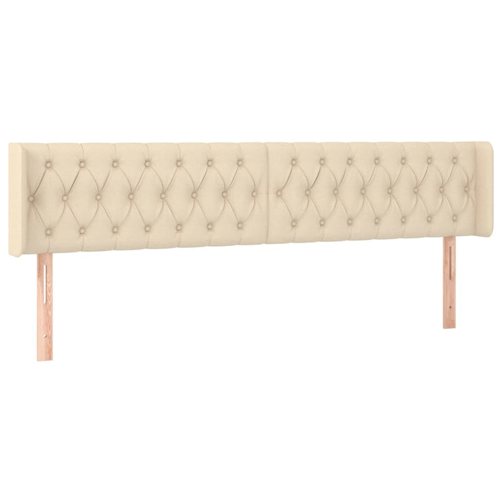 sengegavl med kanter 183x16x78/88 cm stof cremefarvet