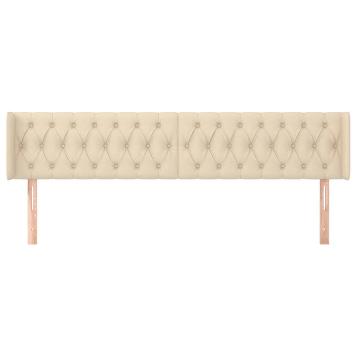 sengegavl med kanter 183x16x78/88 cm stof cremefarvet
