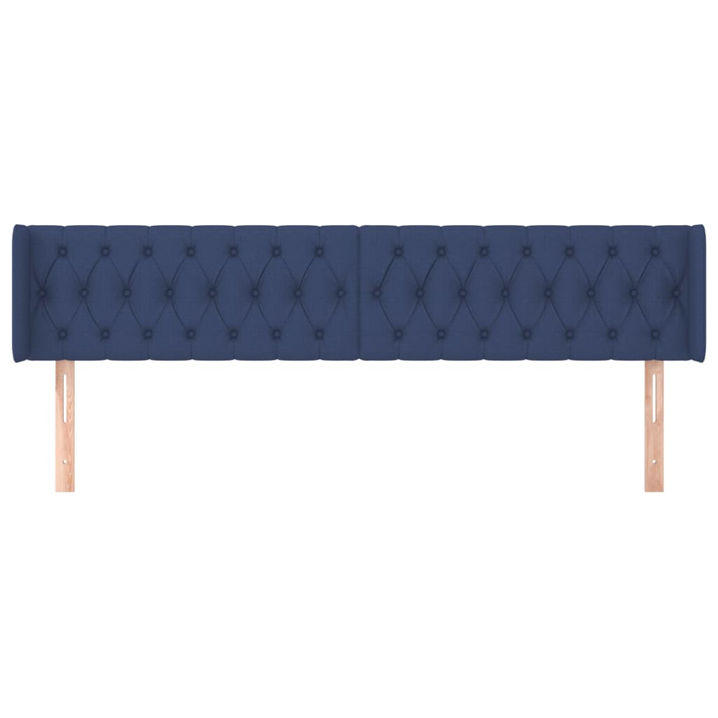 sengegavl med kanter 183x16x78/88 cm stof blå