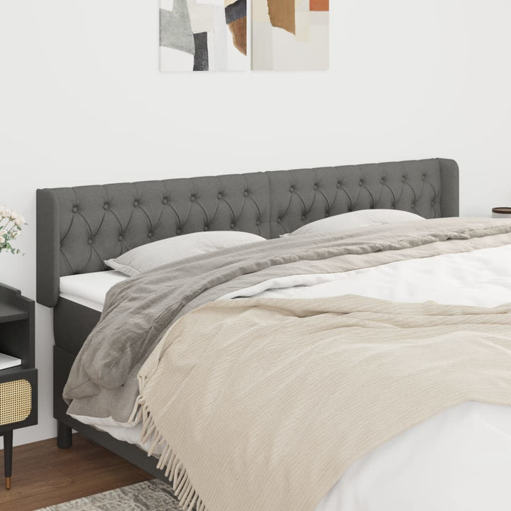 sengegavl med kanter 203x16x78/88 cm stof mørkegrå