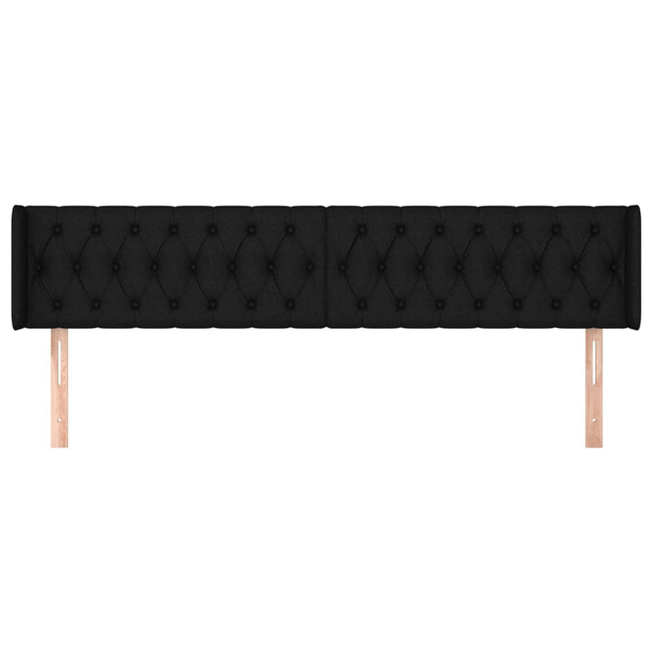 sengegavl med kanter 203x16x78/88 cm stof sort