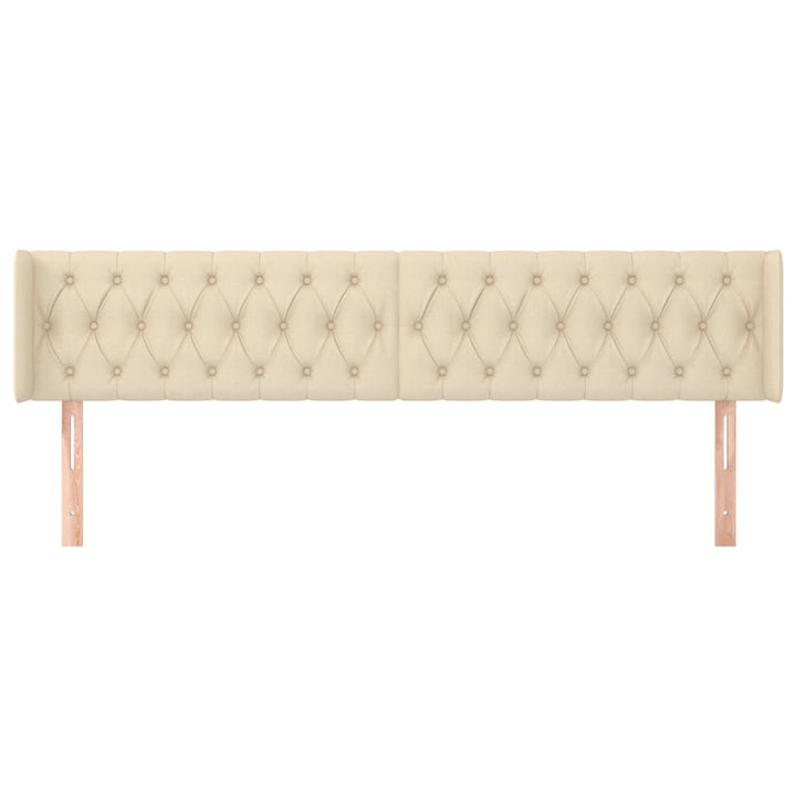 sengegavl med kanter 203x16x78/88 cm stof cremefarvet