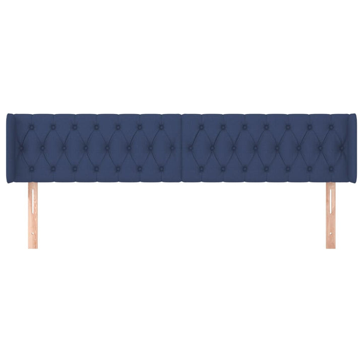 sengegavl med kanter 203x16x78/88 cm stof blå