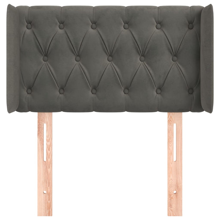 sengegavl med kanter 83x16x78/88 cm fløjl mørkegrå