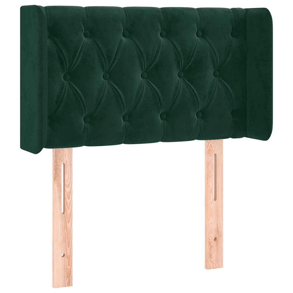 sengegavl med kanter 83x16x78/88 cm fløjl mørkegrøn