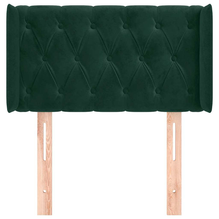 sengegavl med kanter 83x16x78/88 cm fløjl mørkegrøn