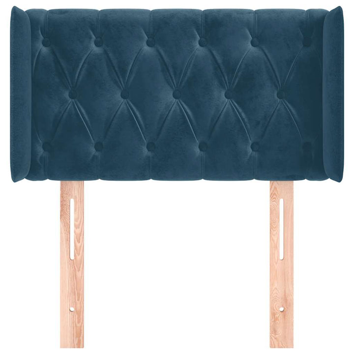 sengegavl med kanter 83x16x78/88 cm fløjl mørkeblå