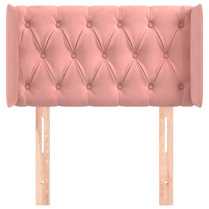 sengegavl med kanter 83x16x78/88 cm fløjl lyserød