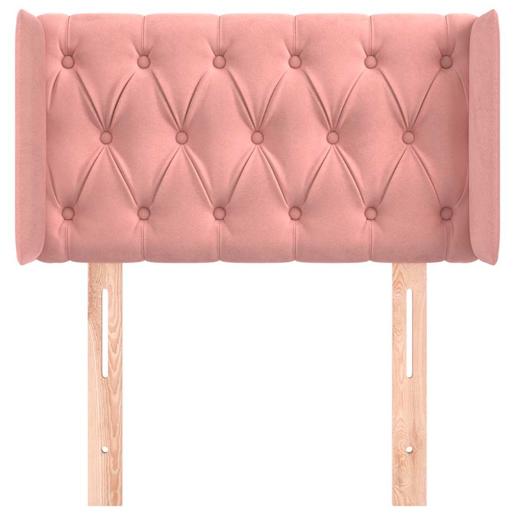 sengegavl med kanter 83x16x78/88 cm fløjl lyserød