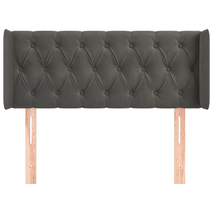 sengegavl med kanter 93x16x78/88 cm fløjl mørkegrå