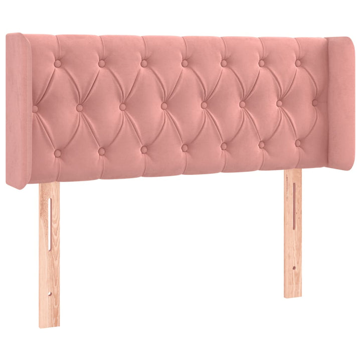 sengegavl med kanter 93x16x78/88 cm fløjl lyserød