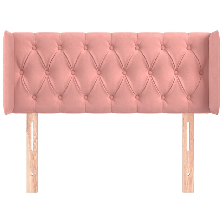 sengegavl med kanter 93x16x78/88 cm fløjl lyserød