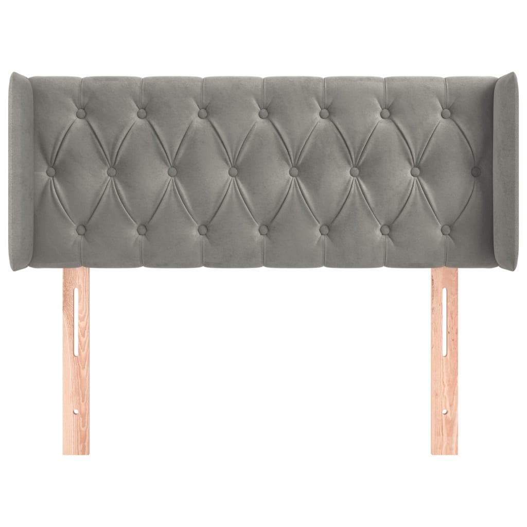 sengegavl med kanter 103x16x78/88 cm fløjl lysegrå