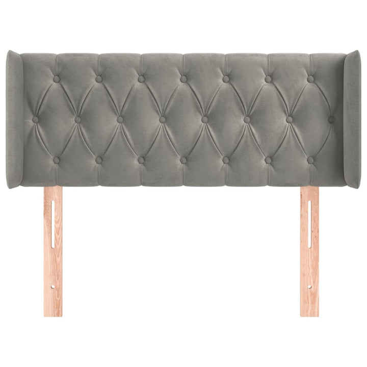 sengegavl med kanter 103x16x78/88 cm fløjl lysegrå