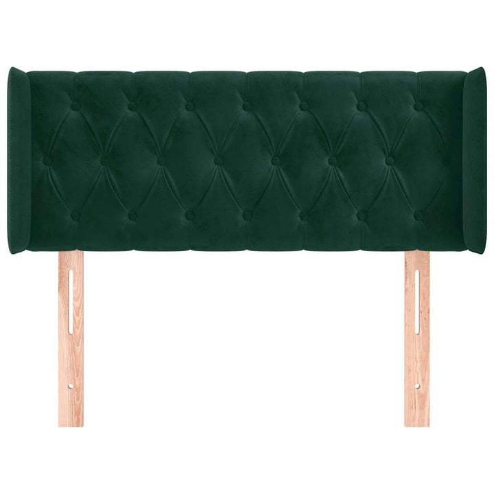 sengegavl med kanter 103x16x78/88 cm fløjl mørkegrøn