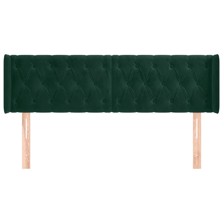 sengegavl med kanter 147x16x78/88 cm fløjl mørkegrøn