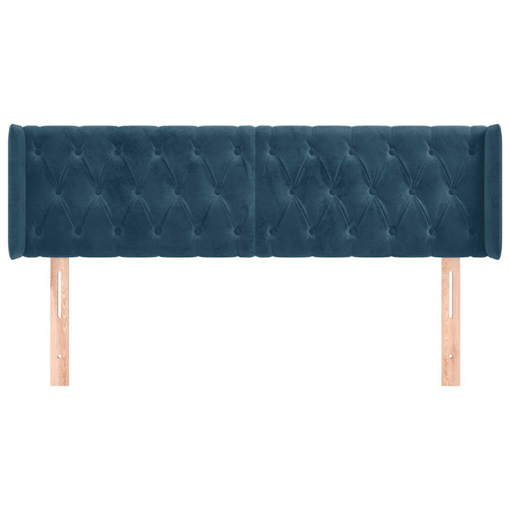 sengegavl med kanter 147x16x78/88 cm fløjl mørkeblå