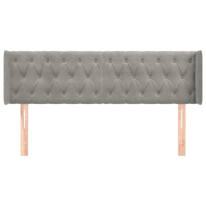 sengegavl med kanter 163x16x78/88 cm fløjl lysegrå