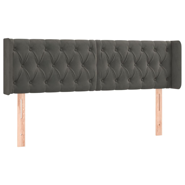 sengegavl med kanter 163x16x78/88 cm fløjl mørkegrå