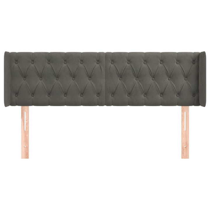 sengegavl med kanter 163x16x78/88 cm fløjl mørkegrå