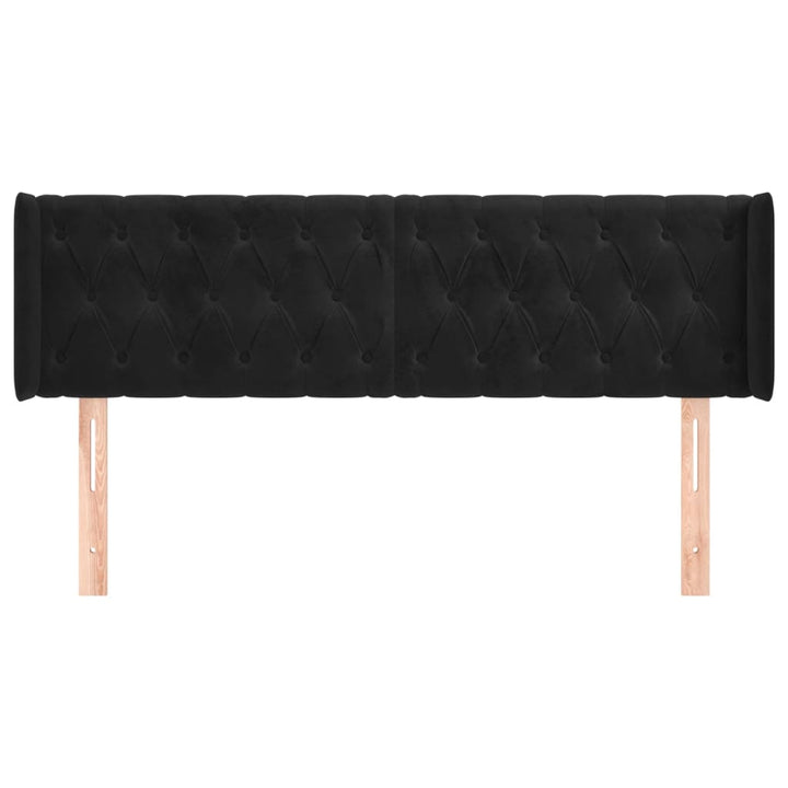 sengegavl med kanter 163x16x78/88 cm fløjl sort