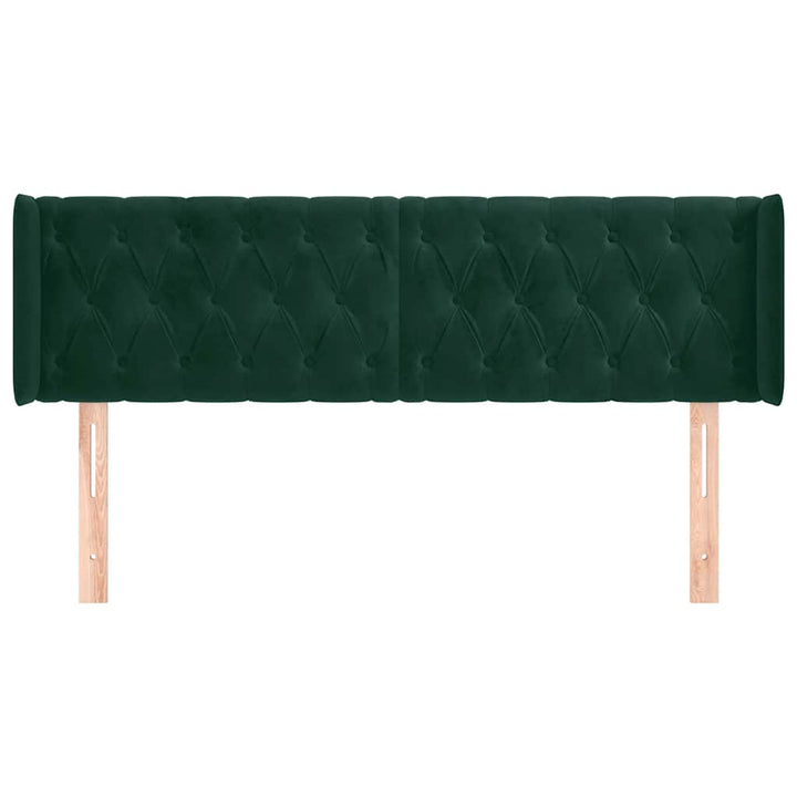 sengegavl med kanter 163x16x78/88 cm fløjl mørkegrøn