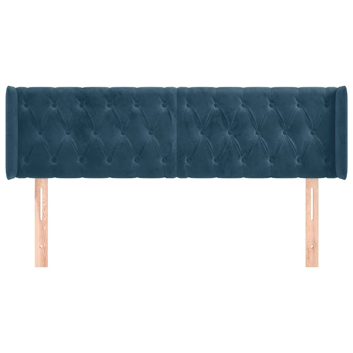 sengegavl med kanter 163x16x78/88 cm fløjl mørkeblå