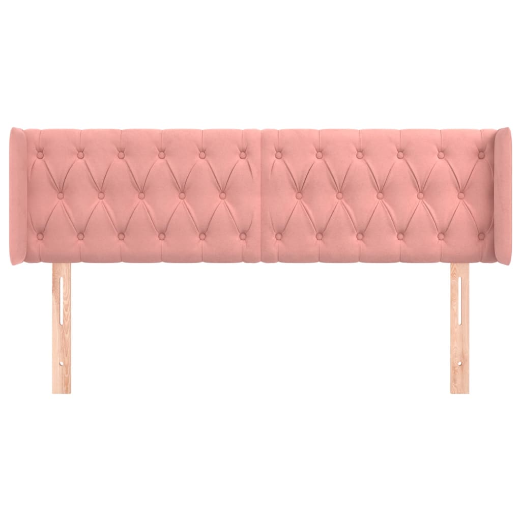 sengegavl med kanter 163x16x78/88 cm fløjl lyserød